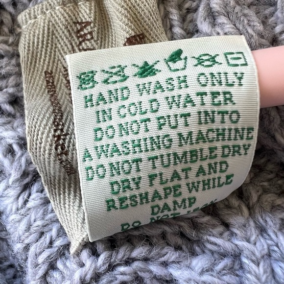 Aran Sweater Market Merino Wool Cable Knit Side-Zip Sweater Tunic Gray Large GUC - Picture 16 of 16